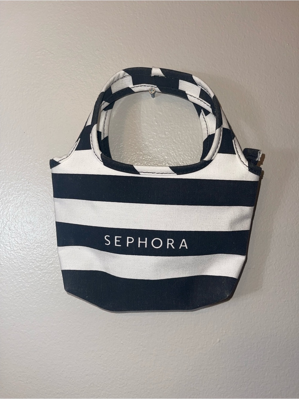 Sephora Black and White Striped Cosmetic Tote